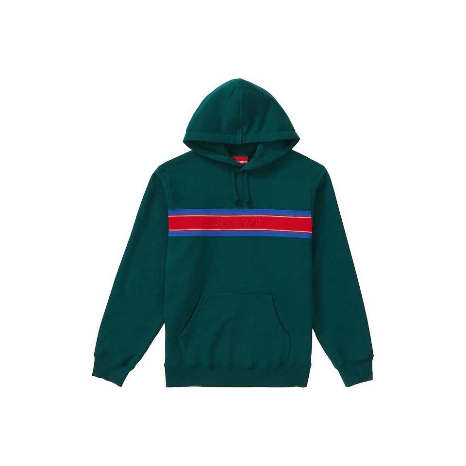 Supreme Chest Stripe Logo フード付き スウェットシャツ 緑 | JP270BC