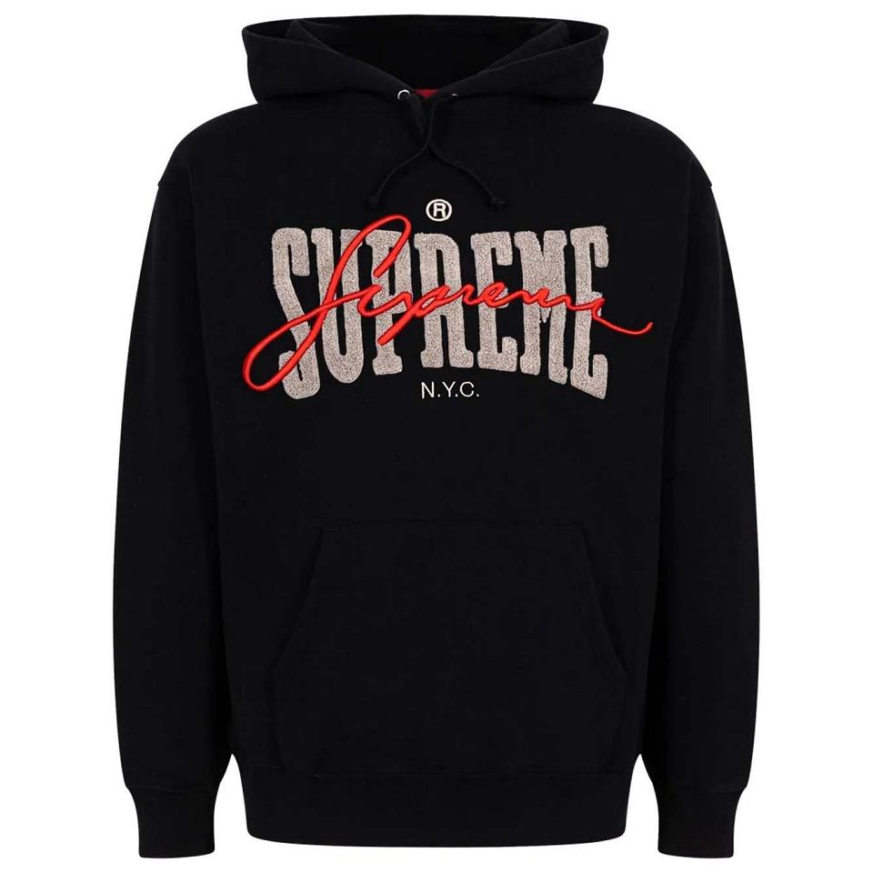 Supreme Embroide Chenilles パーカー 黒 | JP483EX