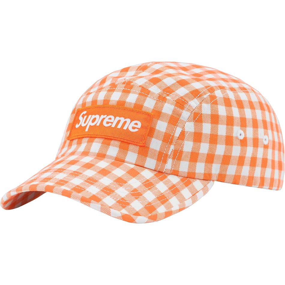 Supreme Gingham Camp Cap ハット オレンジ | JP118WY