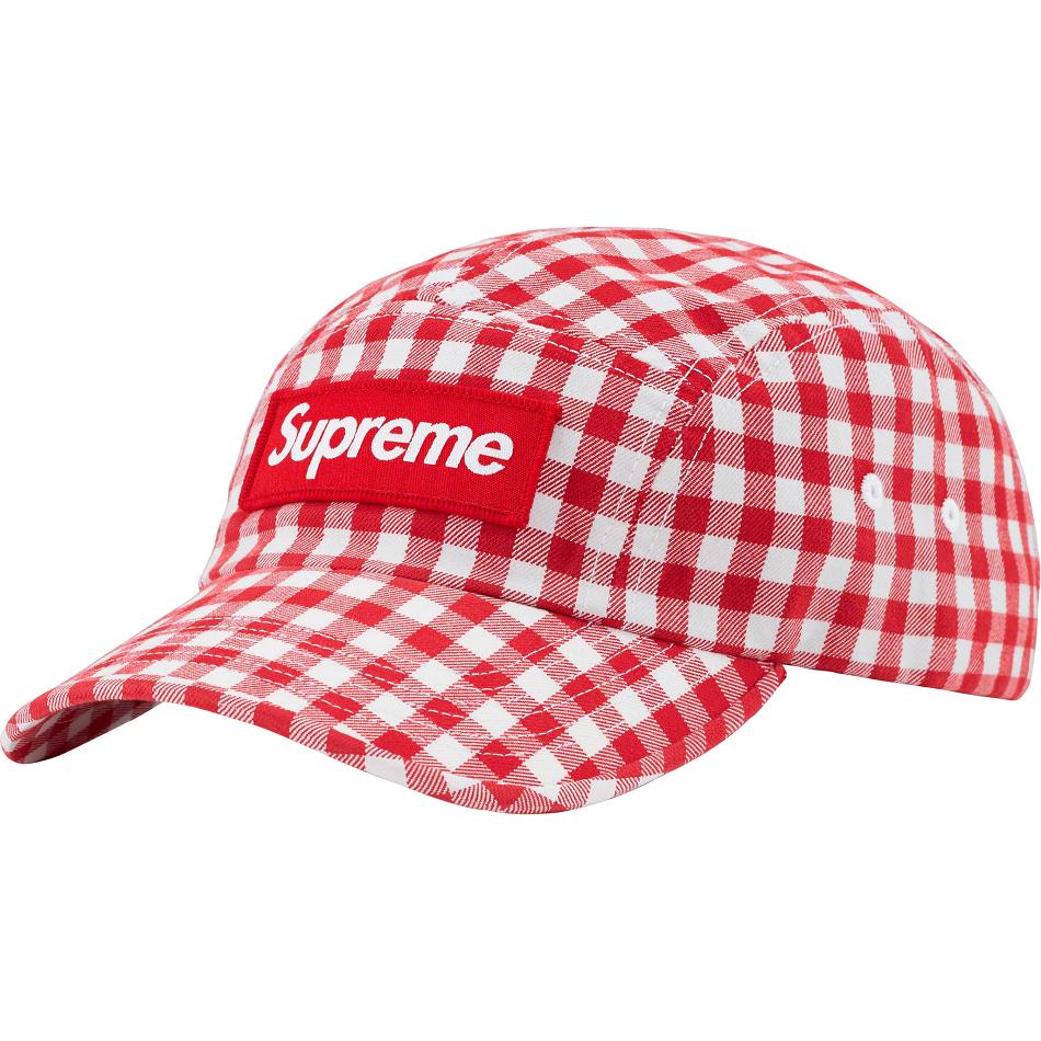 Supreme Gingham Camp Cap ハット 赤 | JP114BC