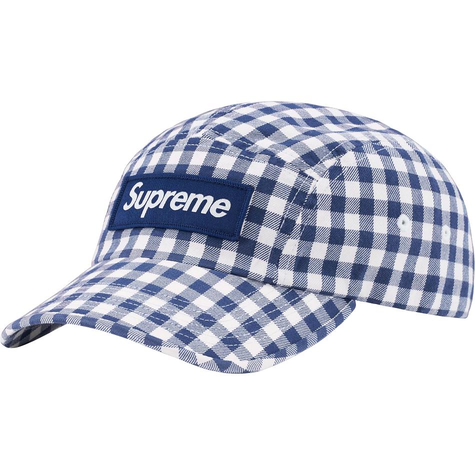 Supreme Gingham Camp Cap ハット 青 | JP115NB