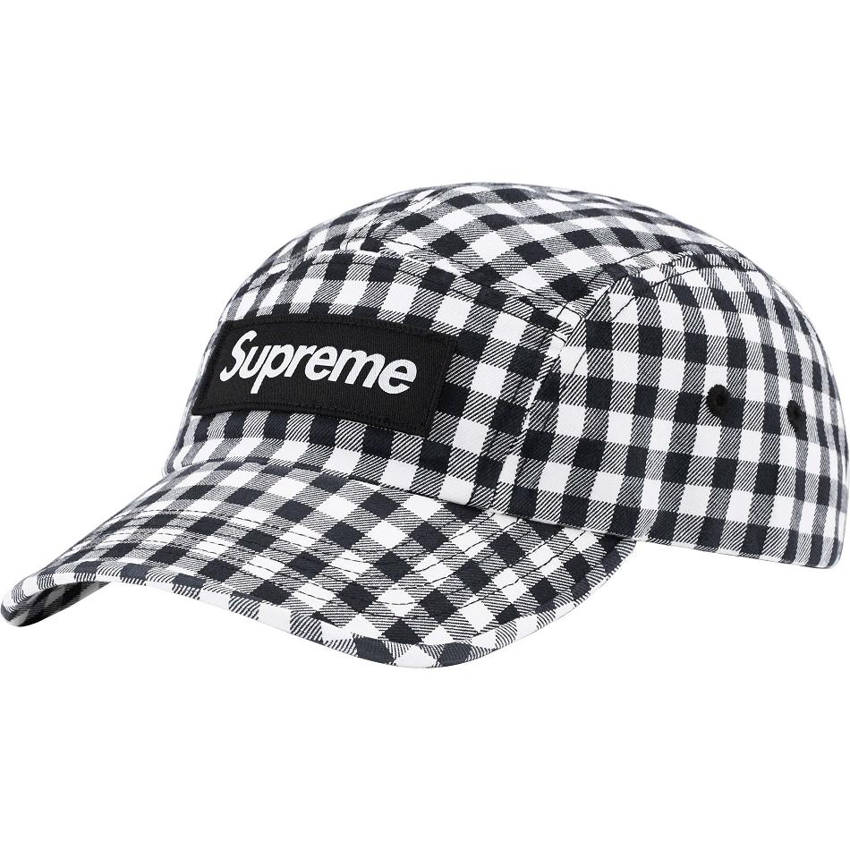 Supreme Gingham Camp Cap ハット 黒 | JP116MA