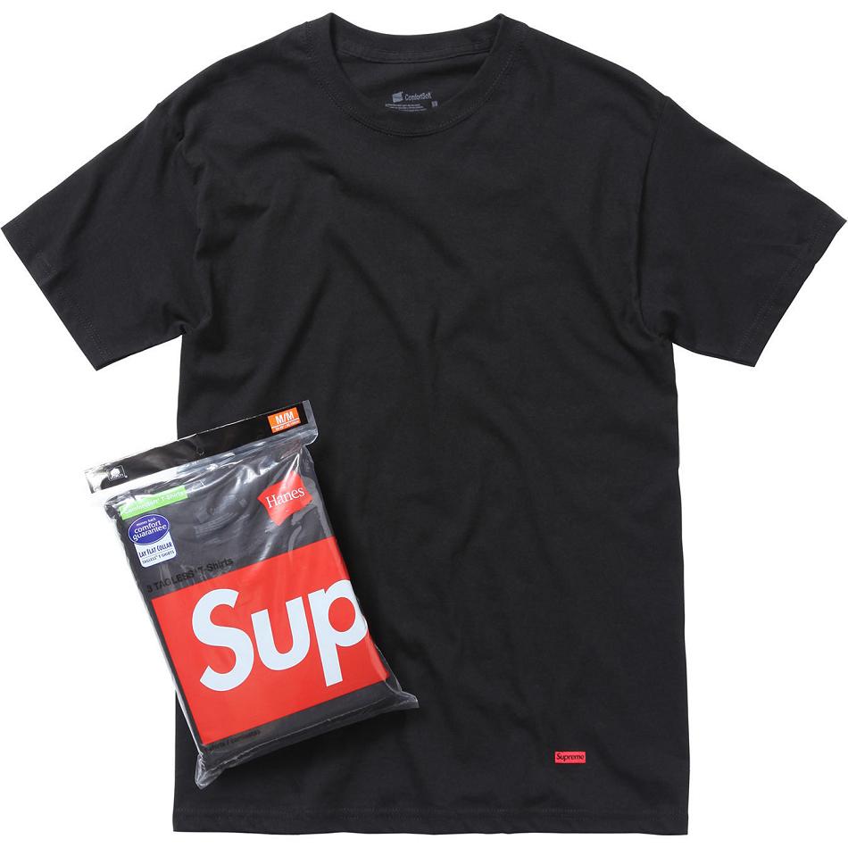 Supreme Hanes® Tagless Tees (3 Pack) アクセサリー 黒 | JP193NB