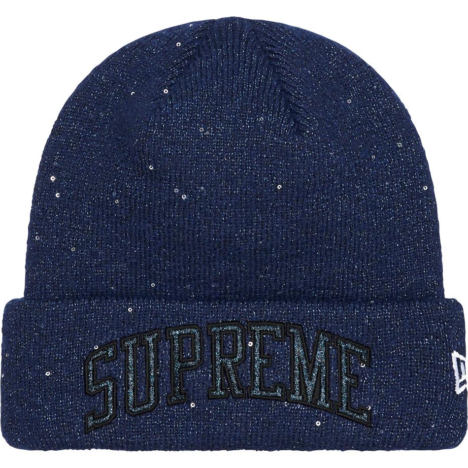 Supreme New Era® Metallic Arc Beanie ハット ネイビー | JP145EX