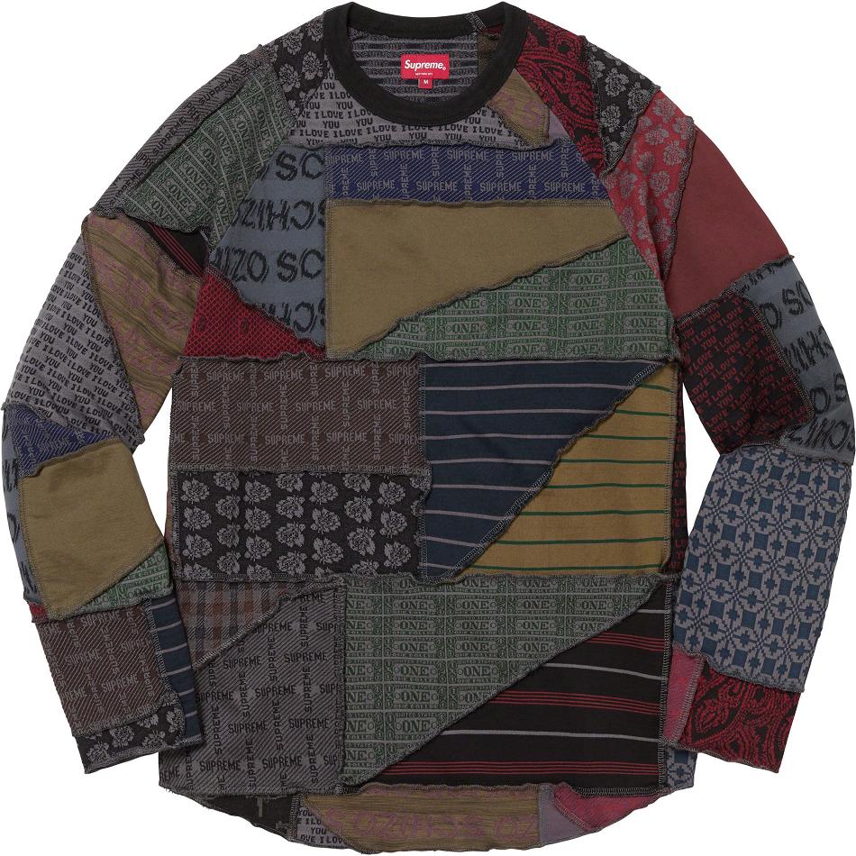 Supreme Patchwork Jacquard L/S Top セーター 黒 カラー | JP325QZ