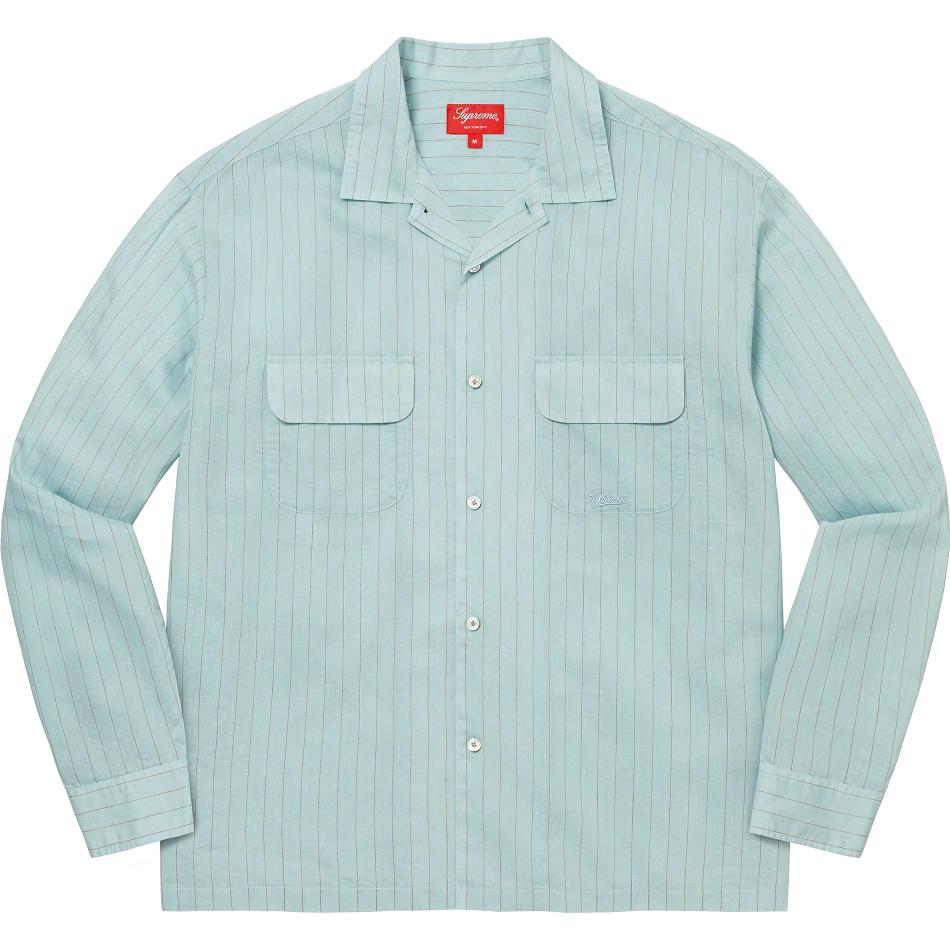 Supreme Pinstripe Linen シャツ 青 | JP373VD