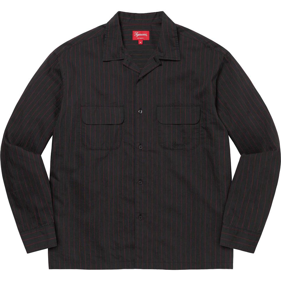 Supreme Pinstripe Linen シャツ 黒 | JP374BC