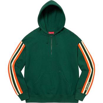 Supreme Half Zip フード付き スウェットシャツ 緑 | JP291LH