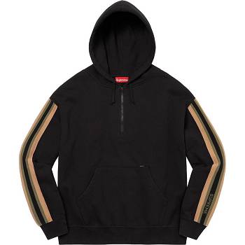 Supreme Half Zip フード付き スウェットシャツ 黒 | JP293XF