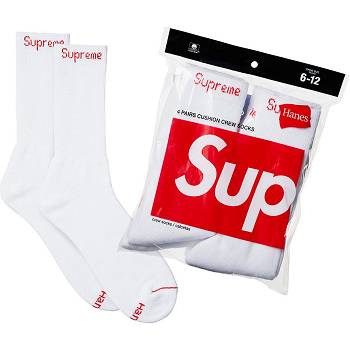 Supreme Hanes® Crew Socks (4 Pack) ソックス 白 | JP104FM