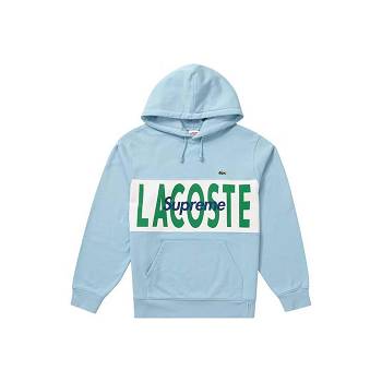 Supreme LACOSTE Logo Panel フード付き スウェットシャツ 青 | JP265LH