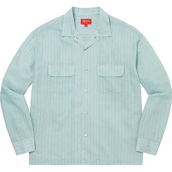 Supreme Pinstripe Linen シャツ 青 | JP373VD