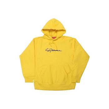 Supreme クラシック Script フード付き スウェットシャツ 黄色 | JP269VD